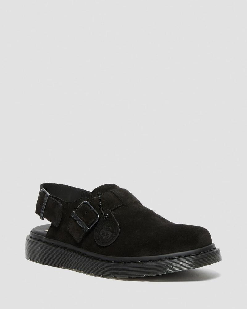 Dr Martens Jorge Made in England Semsket Skinn Slingbacks Slidesandaler Dame Svarte | Norge 46LIS